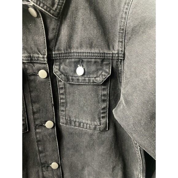 Cisos Jean Jacket Womens UK4 (us 7/9) Black Trucker Heavy Denim Button Front EUC - Picture 6 of 11